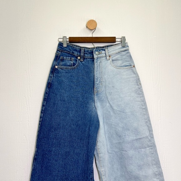 Wild Fable - Two Tone Leg  Fun High Rise Waisted Wide Leg Ankle Jeans Size 2 - Picture 6 of 12
